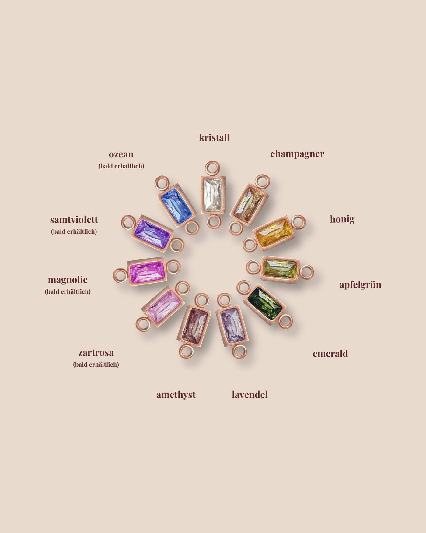 Baguette Charm | Farbe Roségold