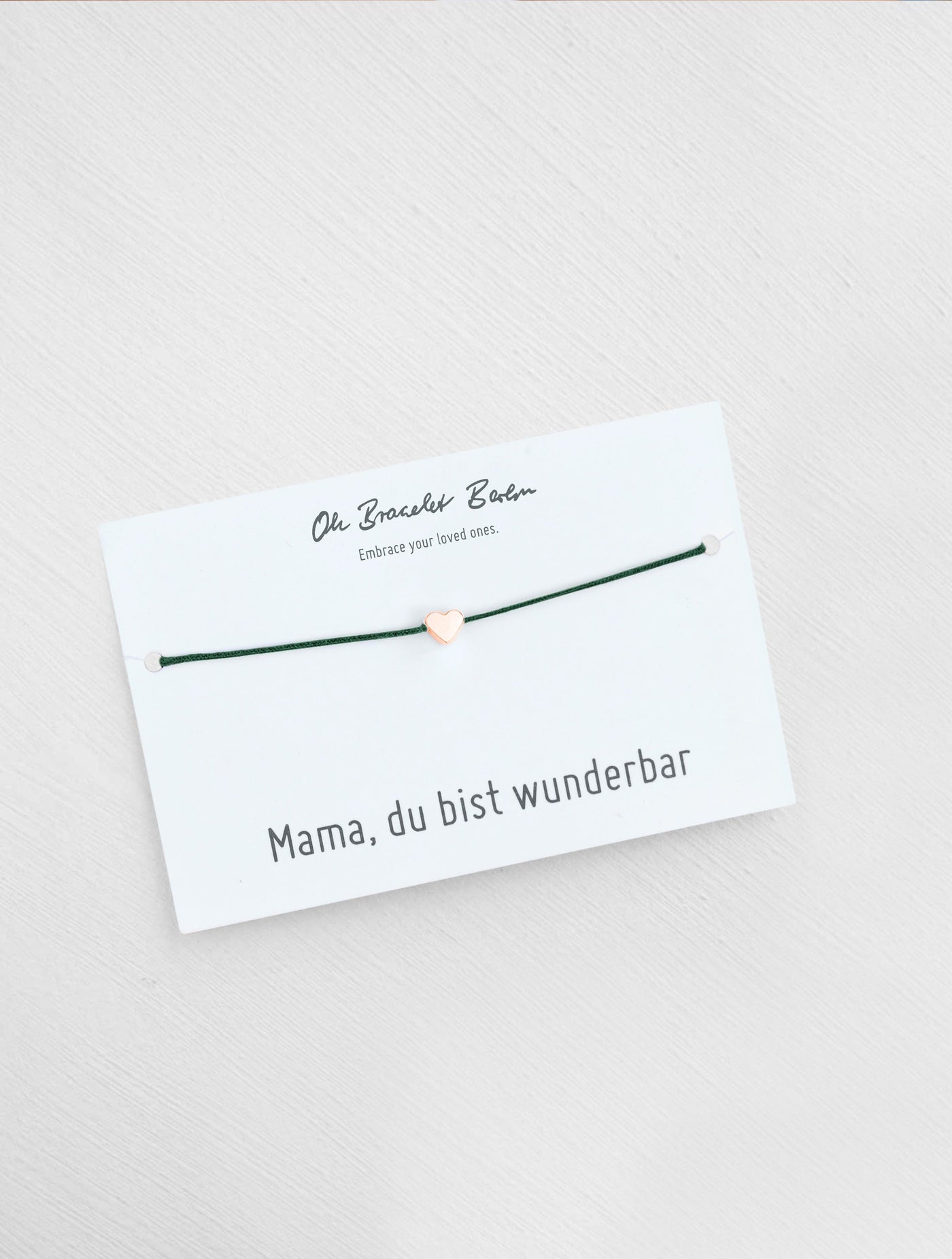 Mama du bist wunderbar Schmuckkarte und Armband mit Herz als Geschenk für Mama in der Farbe Rosegold