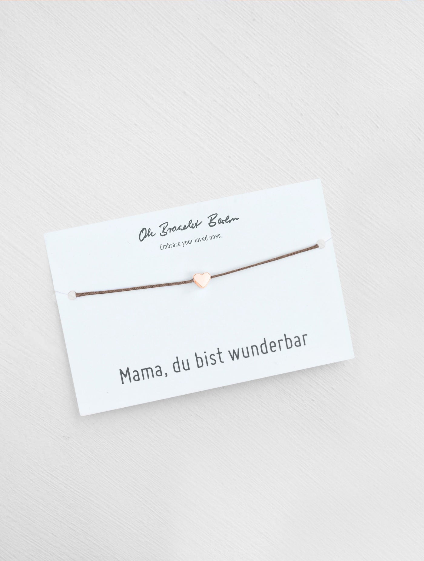 Mama du bist wunderbar Schmuckkarte und Armband mit Herz als Geschenk für Mama in der Farbe Rosegold
