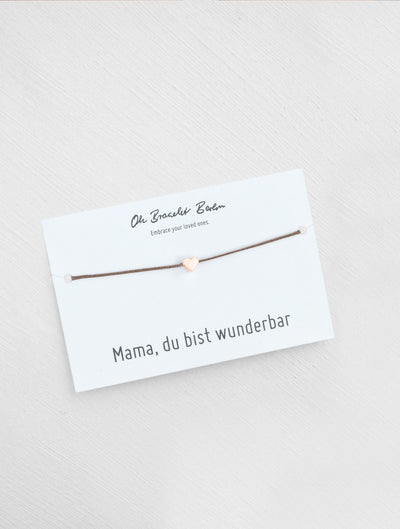 Mama du bist wunderbar Schmuckkarte und Armband mit Herz als Geschenk für Mama in der Farbe Rosegold