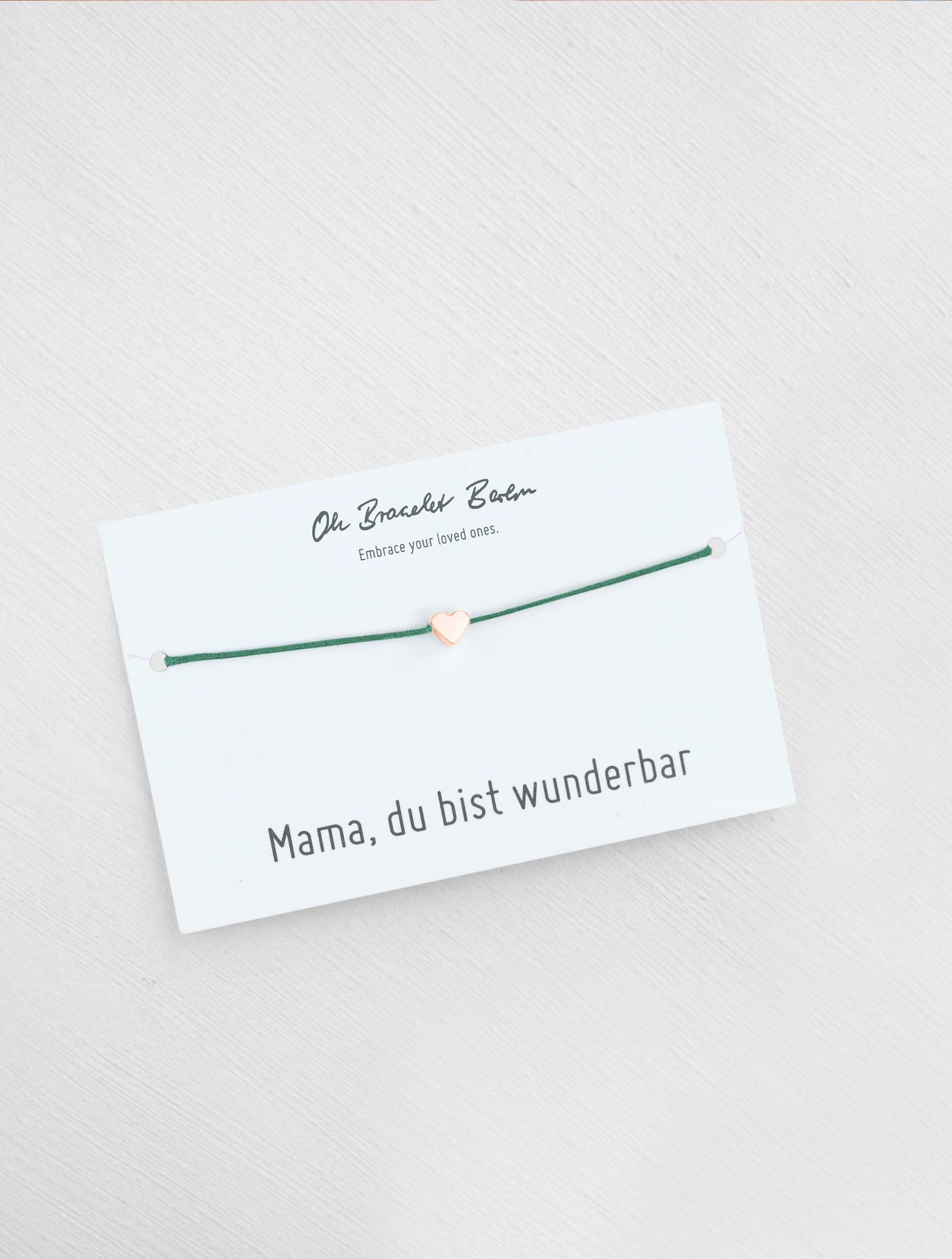 Mama du bist wunderbar Schmuckkarte und Armband mit Herz als Geschenk für Mama in der Farbe Rosegold