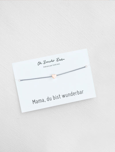 Mama du bist wunderbar Schmuckkarte und Armband mit Herz als Geschenk für Mama in der Farbe Rosegold