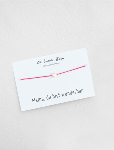 Mama du bist wunderbar Schmuckkarte und Armband mit Herz als Geschenk für Mama in der Farbe Rosegold
