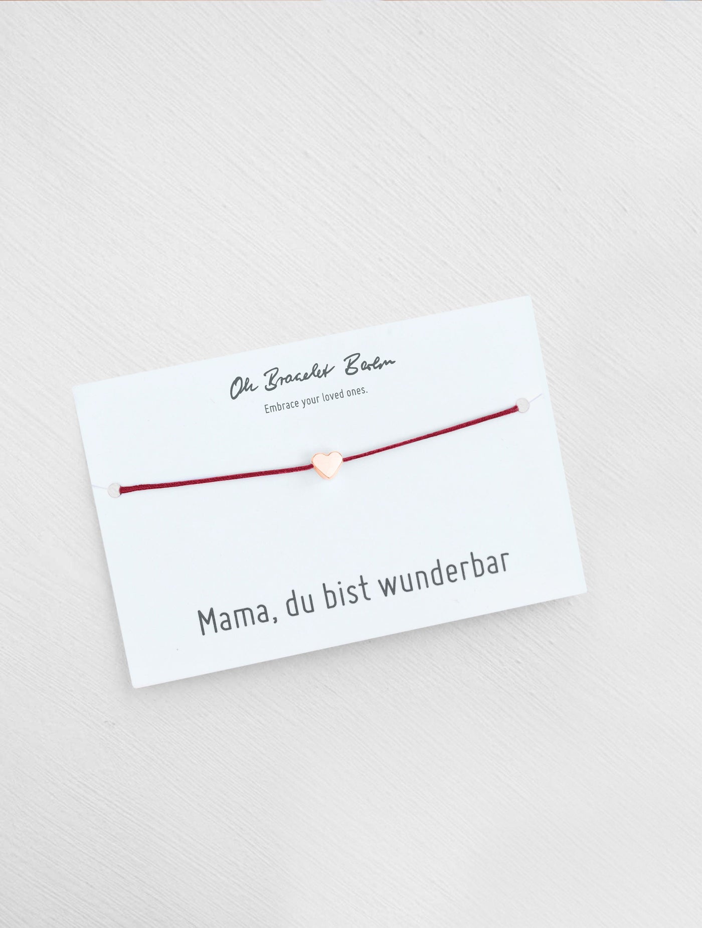 Mama du bist wunderbar Schmuckkarte und Armband mit Herz als Geschenk für Mama in der Farbe Rosegold