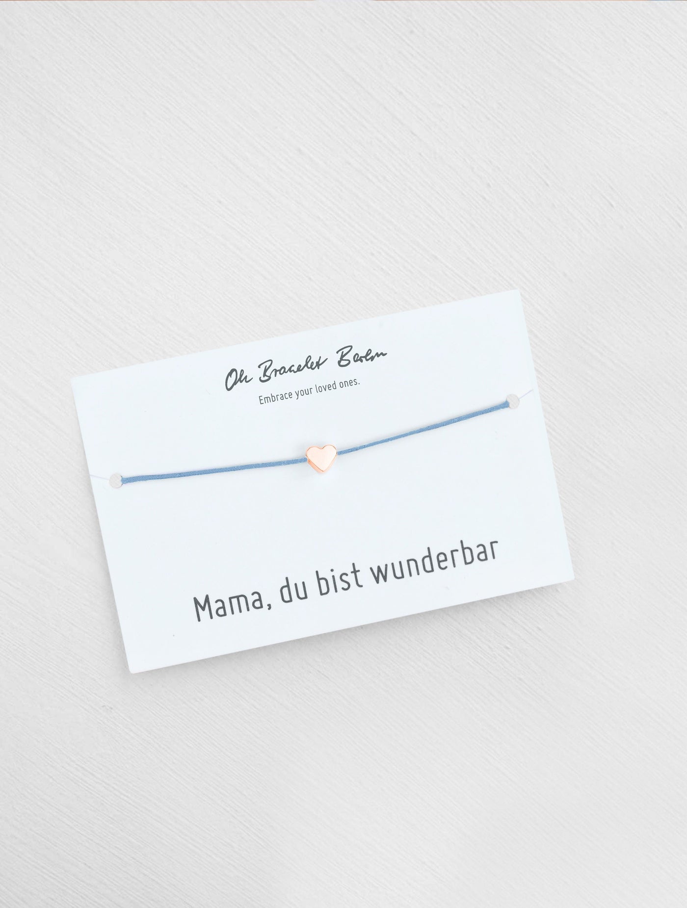 Mama du bist wunderbar Schmuckkarte und Armband mit Herz als Geschenk für Mama in der Farbe Rosegold