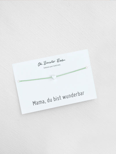 Mama du bist wunderbar Schmuckkarte und Armband mit Herz als Geschenk für Mama in der Farbe Silber