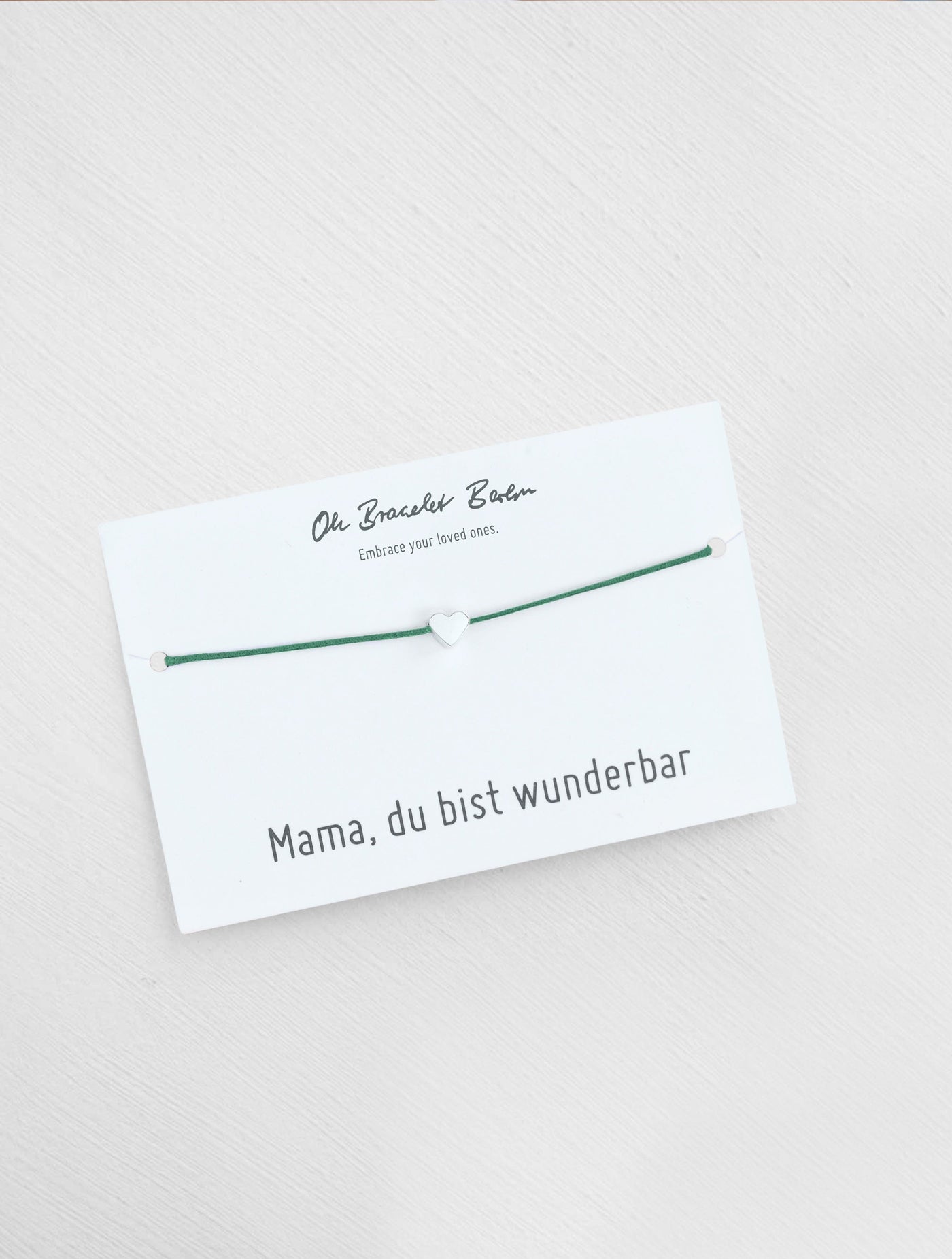 Mama du bist wunderbar Schmuckkarte und Armband mit Herz als Geschenk für Mama in der Farbe Silber