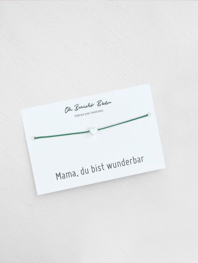 Mama du bist wunderbar Schmuckkarte und Armband mit Herz als Geschenk für Mama in der Farbe Silber