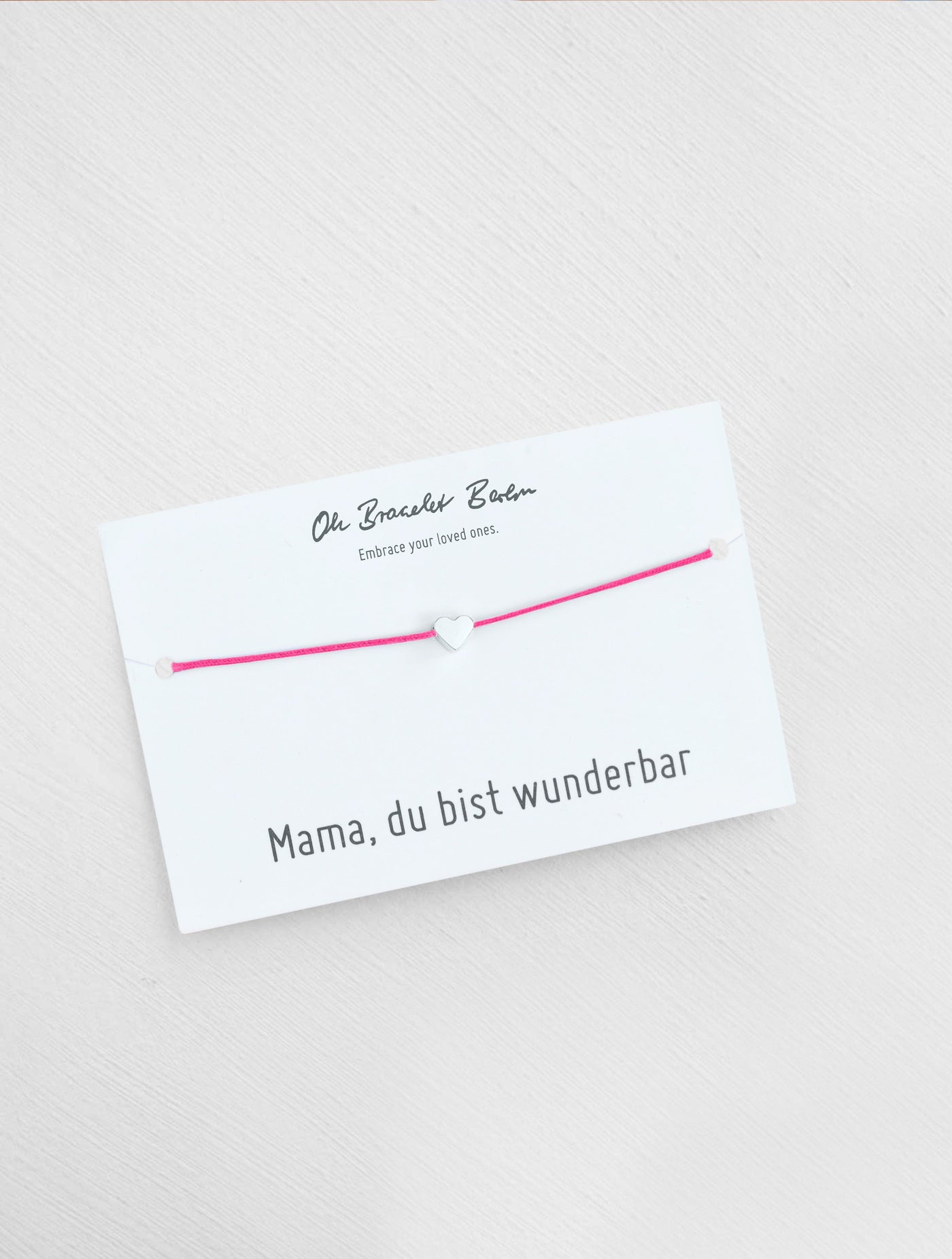 Mama du bist wunderbar Schmuckkarte und Armband mit Herz als Geschenk für Mama in der Farbe Silber