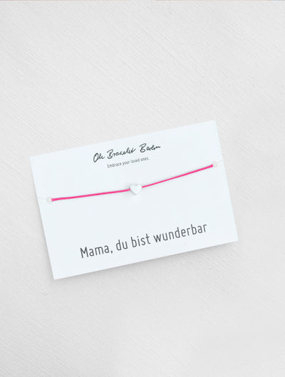 Mama du bist wunderbar Schmuckkarte und Armband mit Herz als Geschenk für Mama in der Farbe Silber