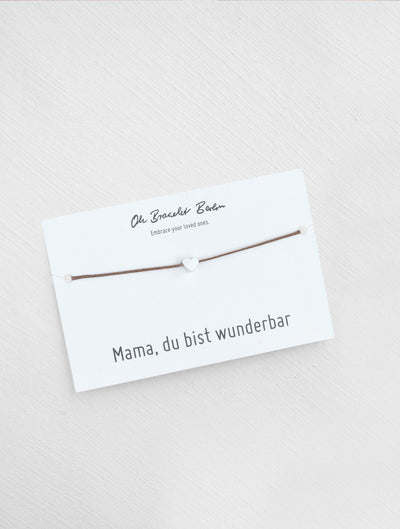 Mama du bist wunderbar Schmuckkarte und Armband mit Herz als Geschenk für Mama in der Farbe Silber