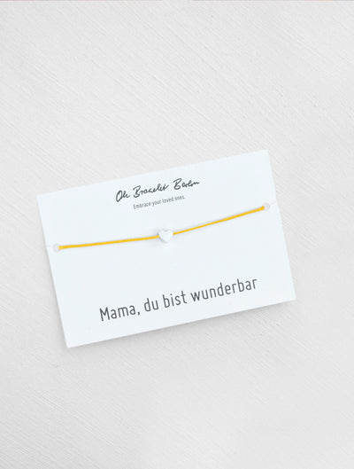 Mama du bist wunderbar Schmuckkarte und Armband mit Herz als Geschenk für Mama in der Farbe Silber