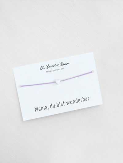 Mama du bist wunderbar Schmuckkarte und Armband mit Herz als Geschenk für Mama in der Farbe Silber
