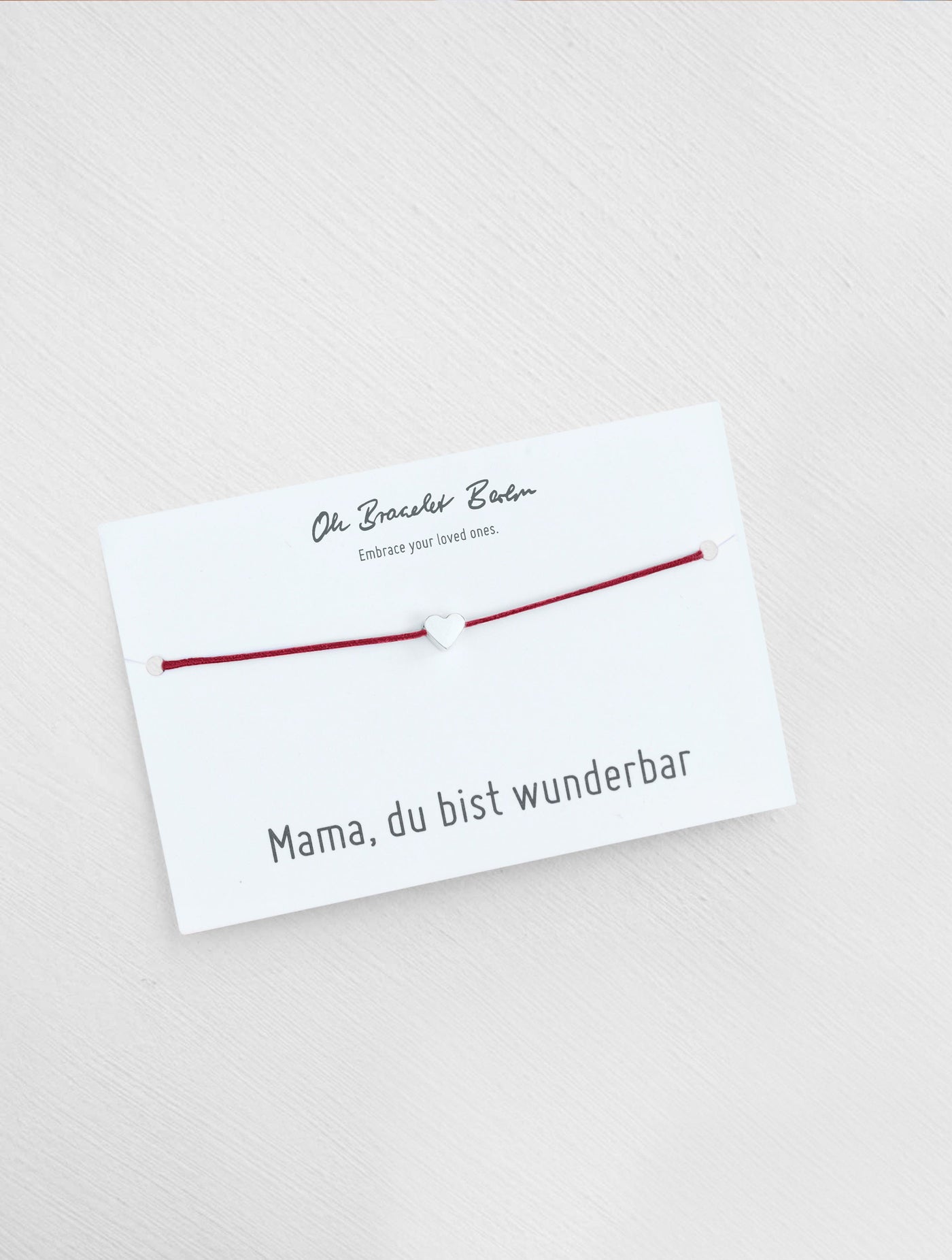 Mama du bist wunderbar Schmuckkarte und Armband mit Herz als Geschenk für Mama in der Farbe Silber