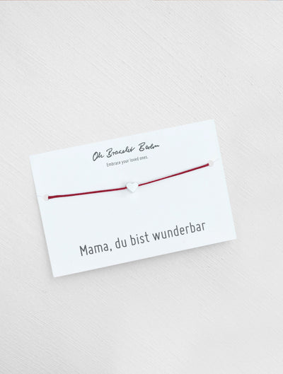 Mama du bist wunderbar Schmuckkarte und Armband mit Herz als Geschenk für Mama in der Farbe Silber