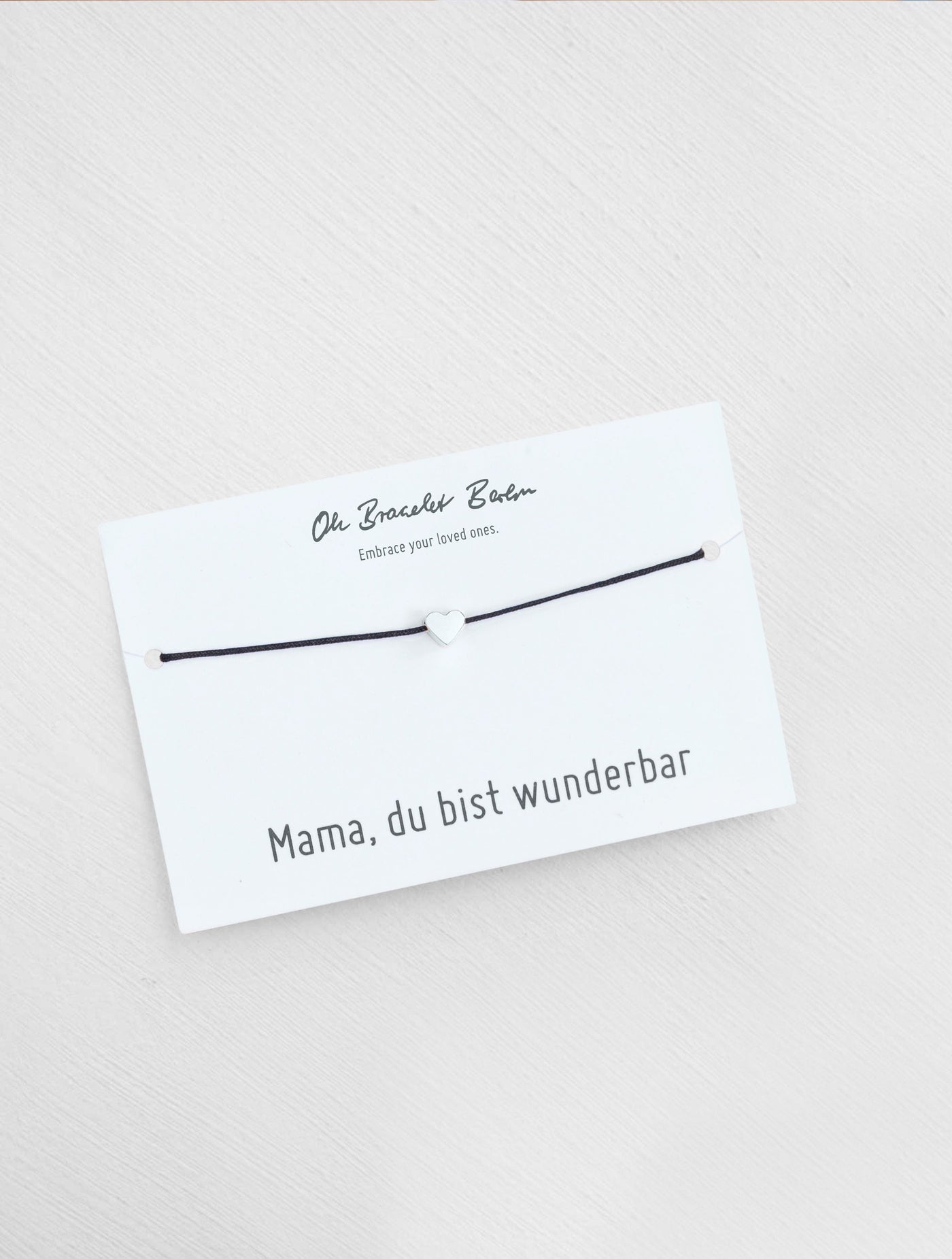Mama du bist wunderbar Schmuckkarte und Armband mit Herz als Geschenk für Mama in der Farbe Silber