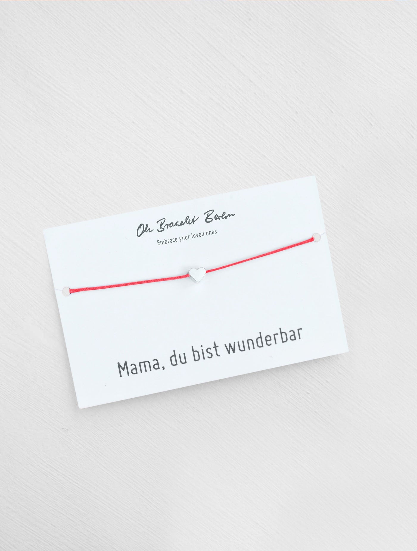 Mama du bist wunderbar Schmuckkarte und Armband mit Herz als Geschenk für Mama in der Farbe Silber