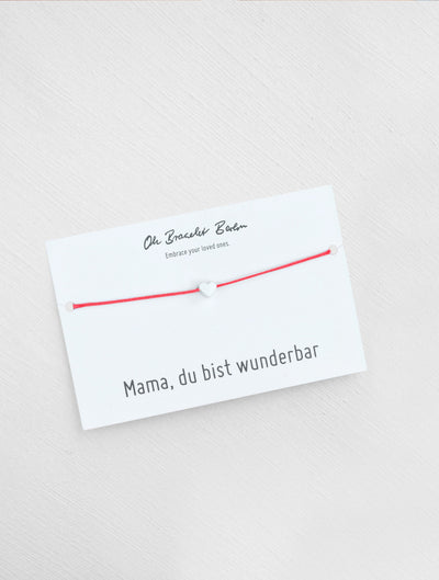 Mama du bist wunderbar Schmuckkarte und Armband mit Herz als Geschenk für Mama in der Farbe Silber