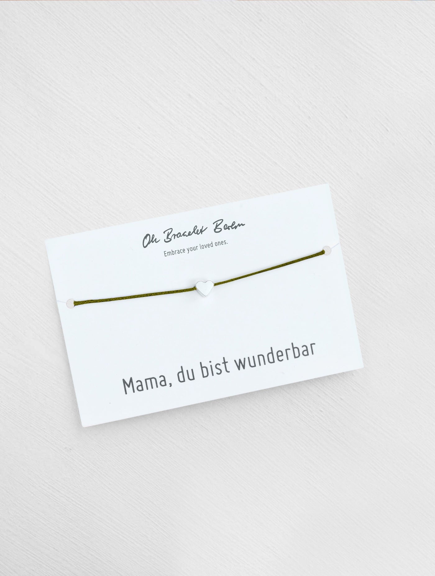 Mama du bist wunderbar Schmuckkarte und Armband mit Herz als Geschenk für Mama in der Farbe Silber