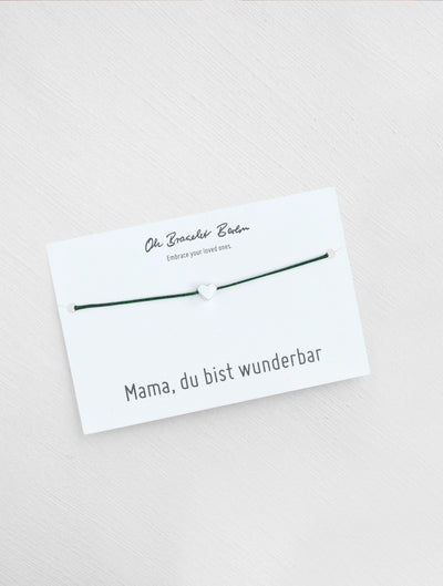 Mama du bist wunderbar Schmuckkarte und Armband mit Herz als Geschenk für Mama in der Farbe Silber