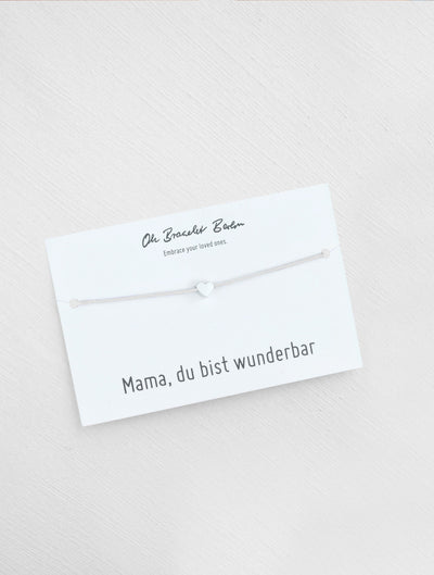 Mama du bist wunderbar Schmuckkarte und Armband mit Herz als Geschenk für Mama in der Farbe Silber