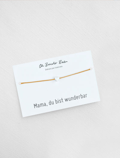 Mama du bist wunderbar Schmuckkarte und Armband mit Herz als Geschenk für Mama in der Farbe Silber