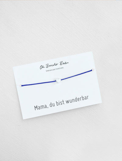 Mama du bist wunderbar Schmuckkarte und Armband mit Herz als Geschenk für Mama in der Farbe Silber