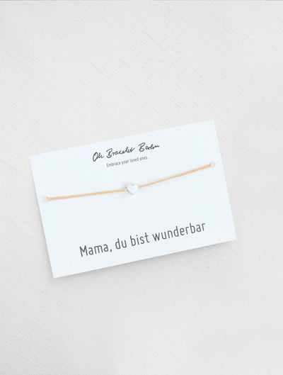 Mama du bist wunderbar Schmuckkarte und Armband mit Herz als Geschenk für Mama in der Farbe Silber