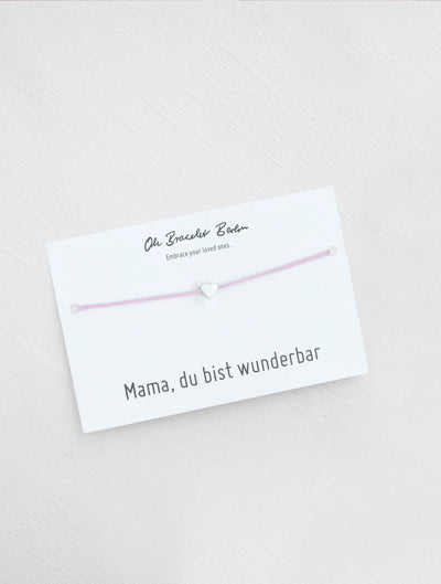 Mama du bist wunderbar Schmuckkarte und Armband mit Herz als Geschenk für Mama in der Farbe Silber