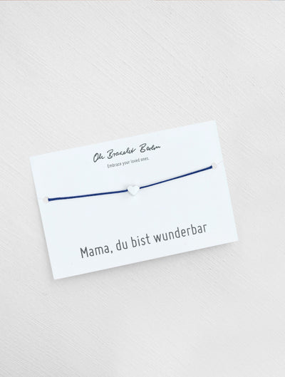 Mama du bist wunderbar Schmuckkarte und Armband mit Herz als Geschenk für Mama in der Farbe Silber