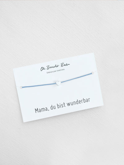 Mama du bist wunderbar Schmuckkarte und Armband mit Herz als Geschenk für Mama in der Farbe Silber