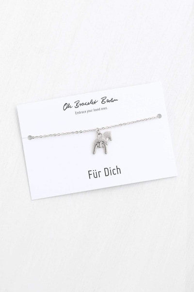 Spruch Karte Für Dich mit Dalapferd Anhänger in der Farbe Silber von Oh Bracelet Berlin