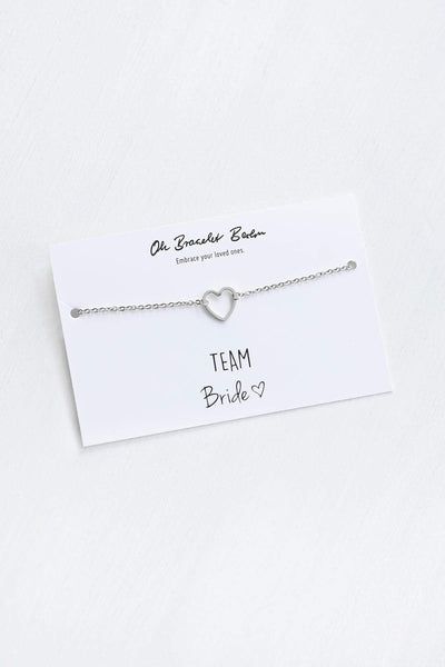 Herz Armband in der Farbe Silber für die Trauzeugin mit Team Birde Karte fuer die Trauzeugin oder Brautjungfer von Oh Bracelet Berlin