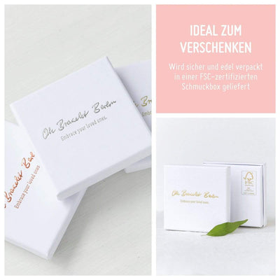 Zertifizierte Geschenkschachtel in weiß mit der Aufschrift Oh Bracelet Berlin