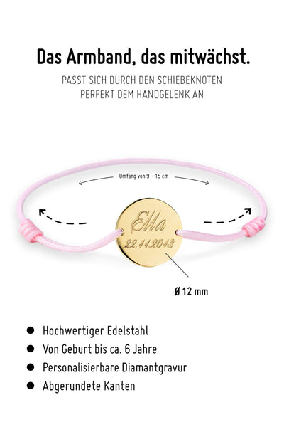 Informationen zu Armband mit Gravur in Gold von Oh Bracelet Berlin mit dem Namen Ella