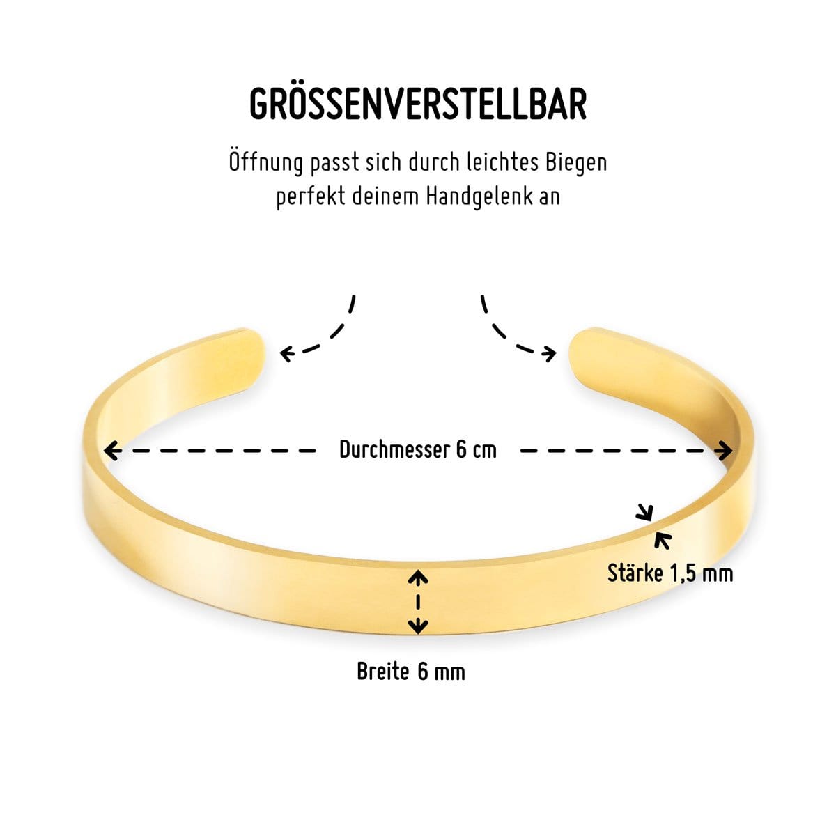 Groessenverstellbarer Armreif von Oh Bracelet Berlin  in der Farbe Gold