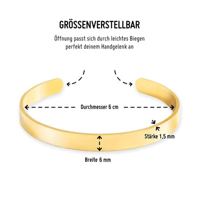 Groessenverstellbarer Armreif mit Details in der Farbe Gold von Oh Bracelet Berlin