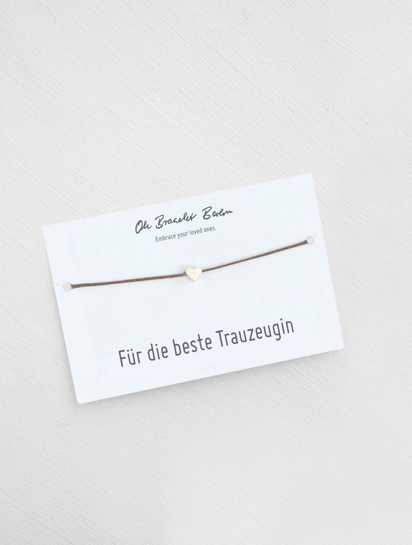 Geschenk für Trauzeugin an Karte mit Trauzeugin Armband in der Farbe Gold von Oh Bracelet Berlin