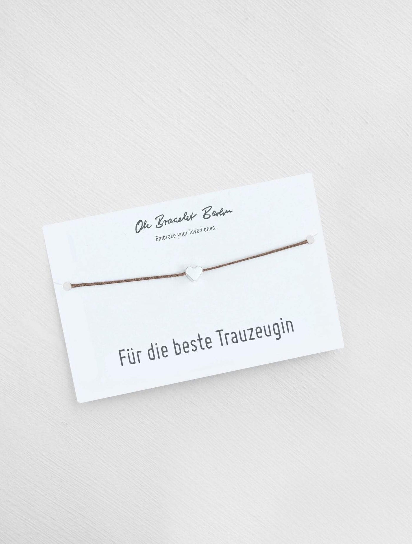 Geschenk für Trauzeugin an Karte mit Trauzeugin Armband in der Farbe Silber von Oh Bracelet Berlin