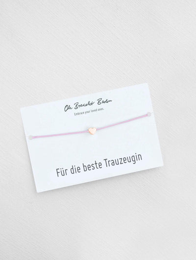 Geschenk für Trauzeugin an Karte mit Trauzeugin Armband in der Farbe Roségold von Oh Bracelet Berlin