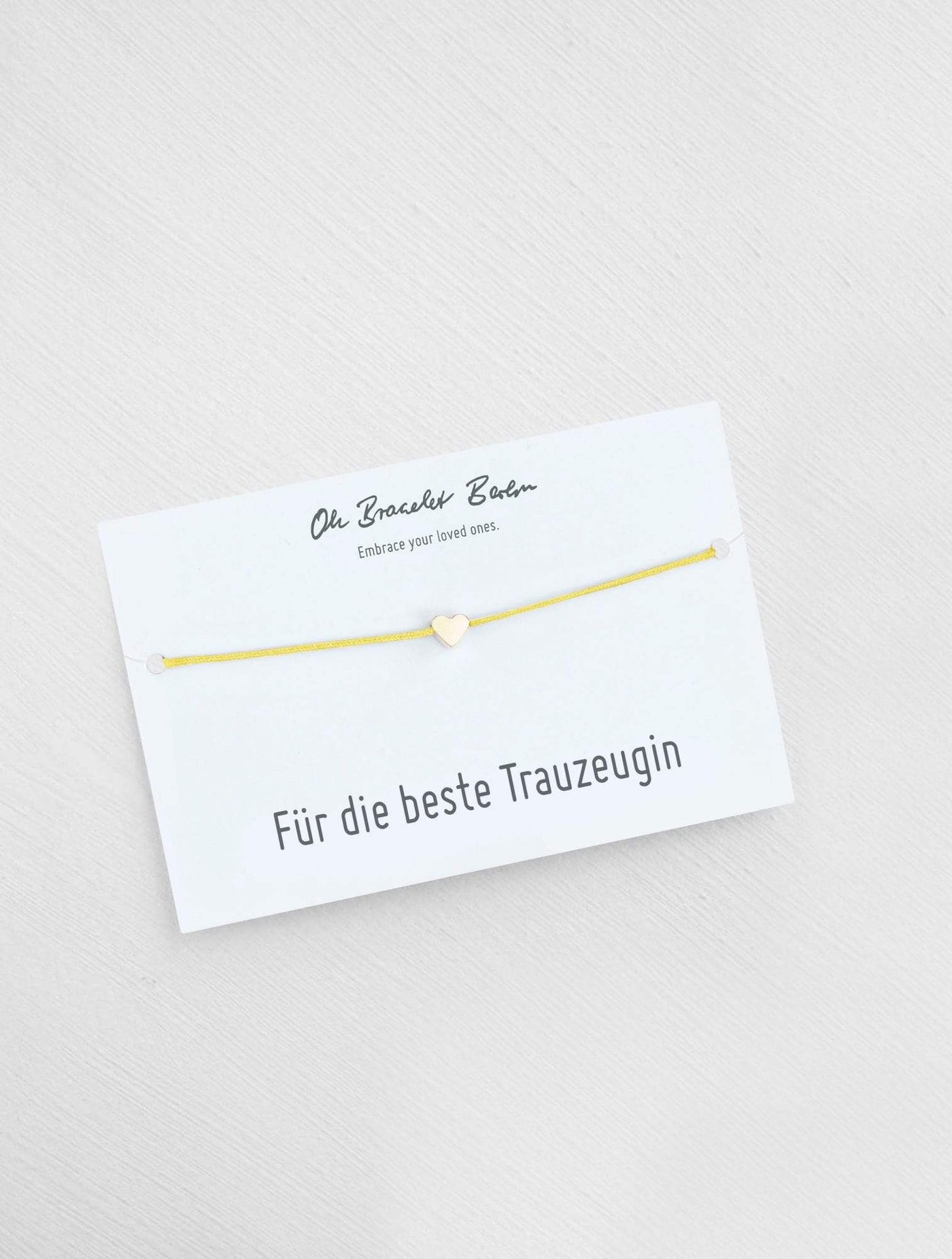 Geschenk für Trauzeugin an Karte mit Trauzeugin Armband in der Farbe Gold von Oh Bracelet Berlin