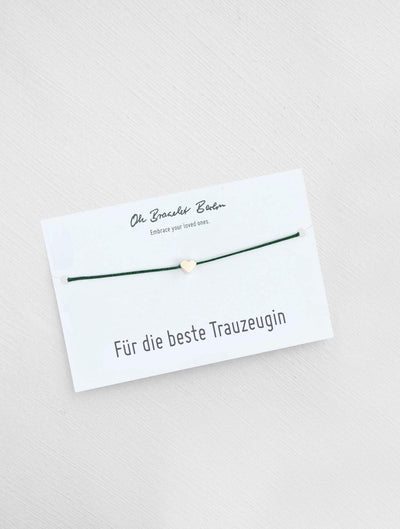 Geschenk für Trauzeugin an Karte mit Trauzeugin Armband in der Farbe Gold von Oh Bracelet Berlin