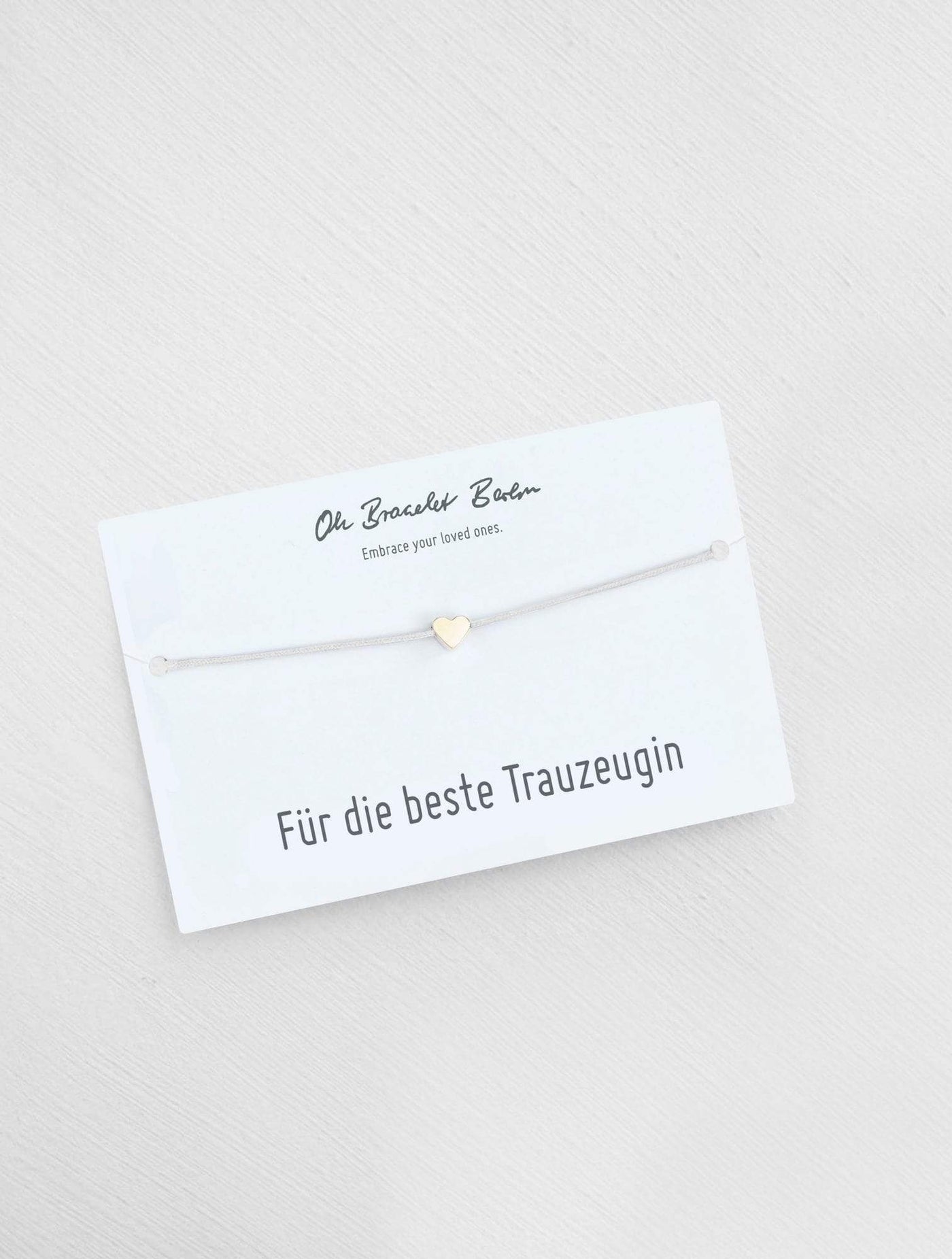 Geschenk für Trauzeugin an Karte mit Trauzeugin Armband in der Farbe Gold von Oh Bracelet Berlin